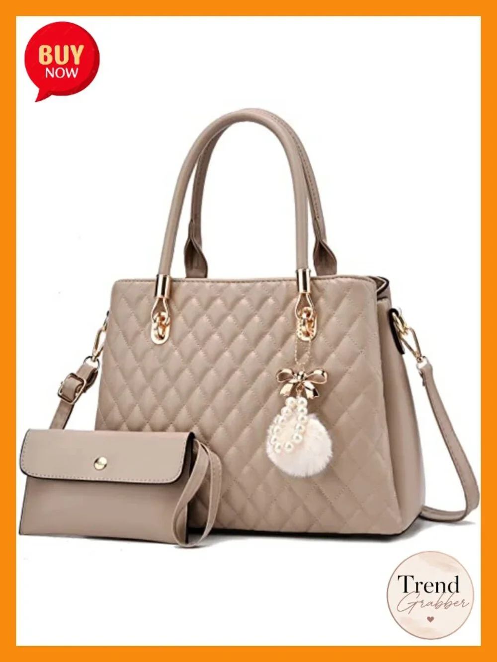 Women's PU Leather Tote Satchel Shoulder Bag with Pompon
